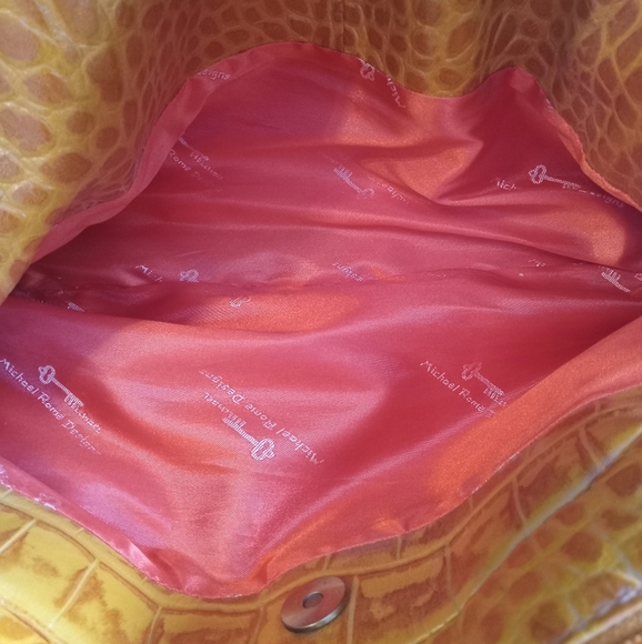 Michael Rome Hobo Leather Orange Crocodile-Embossed Handbag - Picture 12 of 14